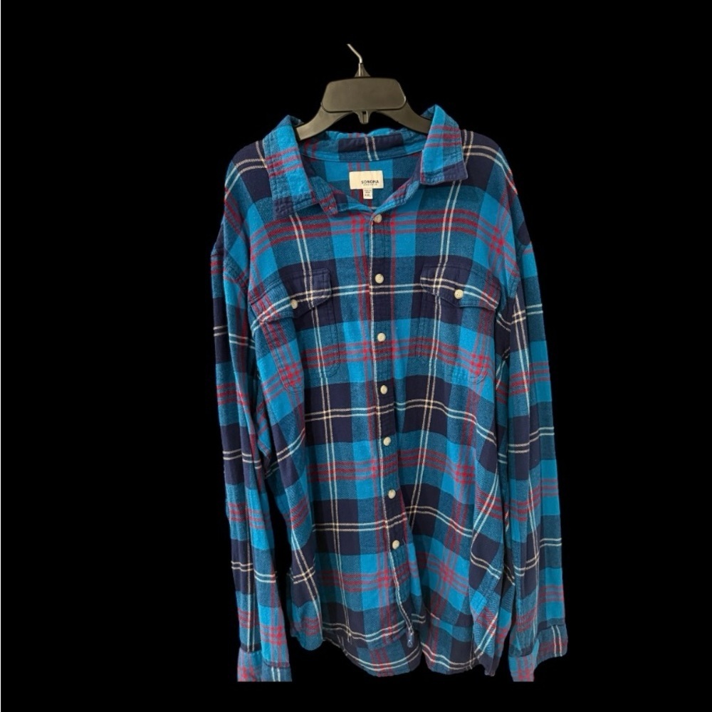 Men's Multicolor Plaid Flannel Button Down Shirt XXL - Picture 1 of 4